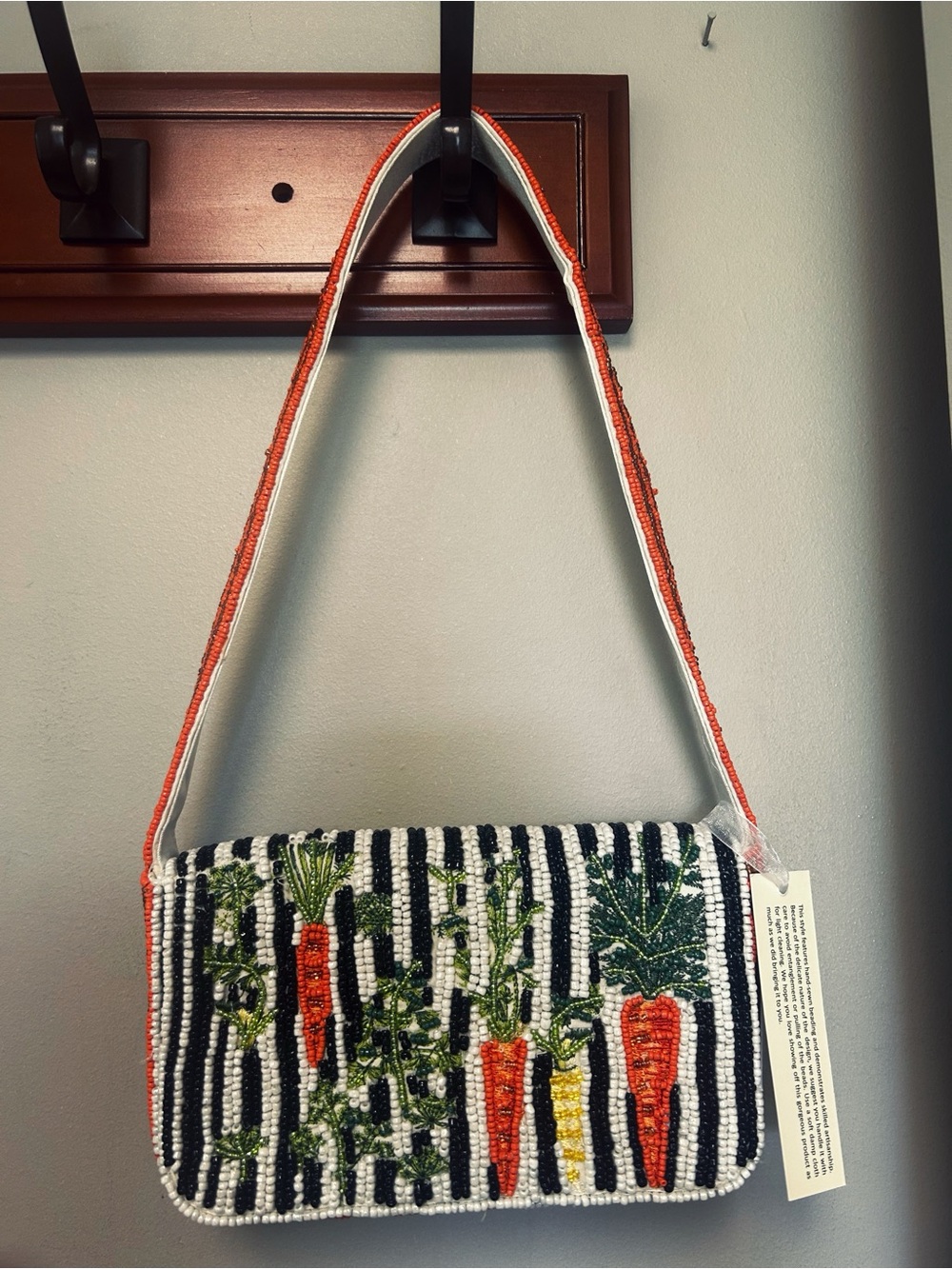 Handcrafted in India. Beaded Carrot/Carrot Cake Bag. TikTok Viral. NWT.